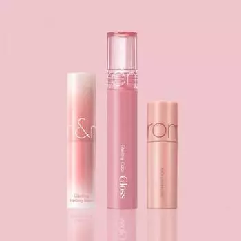 Rom& Набор из 3 предметов: блеск для губ Glasting Color Gloss 4 г + бальзам Glasting Melting Balm 3,5 г + мини-краска Juicy Lasting Tint 2 г, 02 Naughty Veig_03 Бальзам-сорбет, 1 шт.