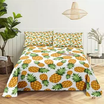 Romantic Donuts Bedding Sheet Fashion Print Polyester Children Queen Bed Flat Sheet with Pillowcase Bedding Set Bed Sheet 150X230cm(2Pcs)&Flat Sheet