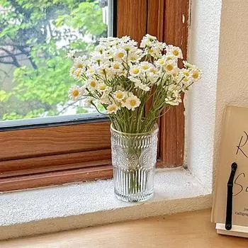 Ромашки Маленькие маргаритки Искусственные цветы Поддельные цветы Цветочное украшение для гостиной Настольные сухоцветы Украшение Фотобукет chamomile белый