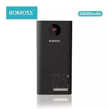 ROMOSS светодиодный дисплей, портативный внешний аккумулятор 40000 мАч, 22,5 Вт, PD, быстрая зарядка, большая емкость, внешний аккумулятор, 18 Вт, QC3.0, зарядка чёрный