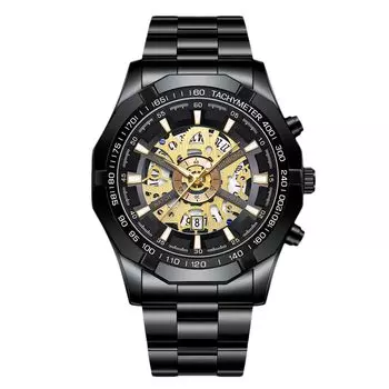 RORIOS Date Quartz Christmas Black B Мужские часы, Дисплей, Часы, Светящиеся, Легкие, Многофункциональные, Водонепроницаемые, Для работы, Для поездок на работу, Стильные,