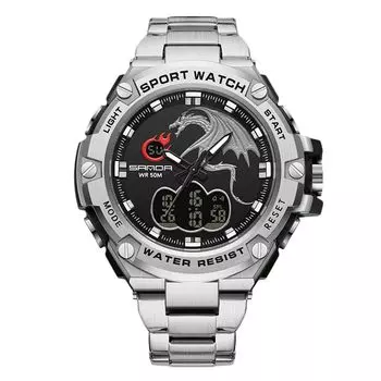 RORIOS Date Quartz Christmas Black Silver Мужские часы, Дисплей, Часы, Светящиеся, Легкие, Многофункциональные, Водонепроницаемые, Тренировки, Работа,