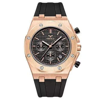 RORIOS Date Quartz Christmas Royce Red Black Мужские часы, Дисплей, Часы, Светящиеся, Легкие, Многофункциональные, Водонепроницаемые, Для работы, Для поездок на работу,