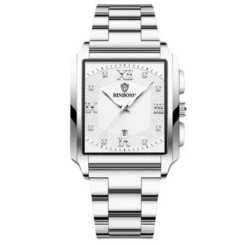 RORIOS Men s Quartz Watch, Luminous, Date Display, Waterproof, Lightweight, Business Casual, Silver & White.