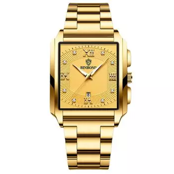 RORIOS Men s Quartz Watch, Luminous, Date Display, Waterproof, Lightweight, Business Casual, Gold.