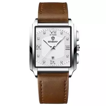 RORIOS Men s Quartz Watch, Luminous, Date Display, Waterproof, Lightweight, PU Leather Band, Silver.