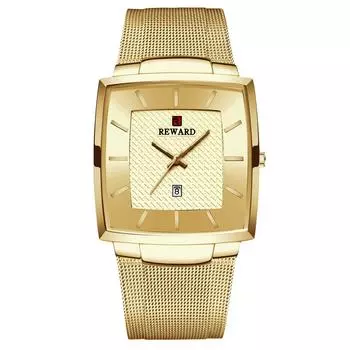 RORIOS Men s Square Watch, Stylish Design, Date Display, Waterproof, Japanese Movement, Business/Casual, Quartz, Gold. Great Gift for Men.
