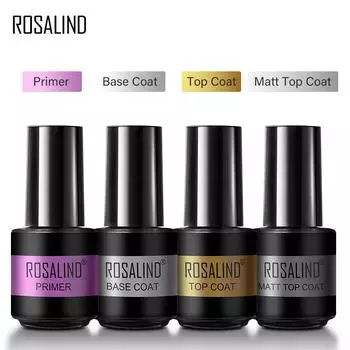 ROSALIND УФ-гель для ногтей, основа и верхнее покрытие, набор гелей для ногтей, полуперманентный матовый гель-лак, маникюрный набор для дизайна ногтей