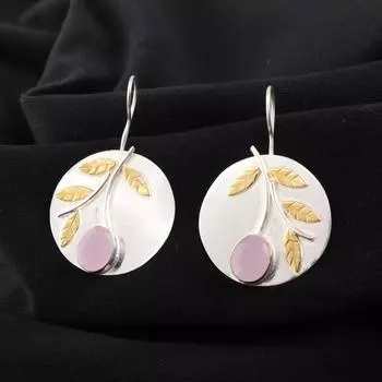 Rose Chalcedony Gemstone 925 Sterling Silver Jewelry Handmade Earrings 1.73 EE-176-7