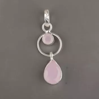 Rose Chalcedony Gemstone 925 Sterling Silver Jewelry Handmade Boho Pendant 1.80 PP-10-15