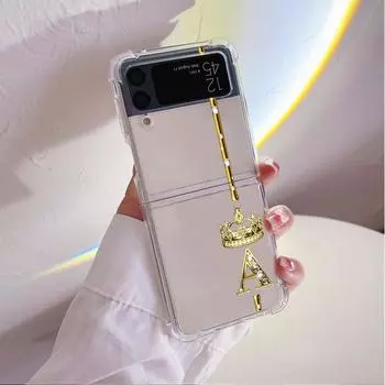 Rose Gold 26 Letters A B C Coque for Samsung Galaxy Z Flip 4 Z Flip 3 5G ZFlip4 ZFlip3 Flip4 Flip3 Clear TPU Silicone Case Samsung Z Flip 3 5G