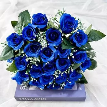 Rose Plants Simulated Wedding Hotel Restaurant Room Decoration Props Photography Deep Blue