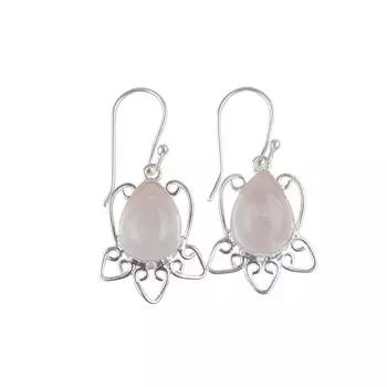 Rose Quartz Gemstone 925 Sterling Silver Handmade Jewelry Girls Earrings 1.70 EE-40-22