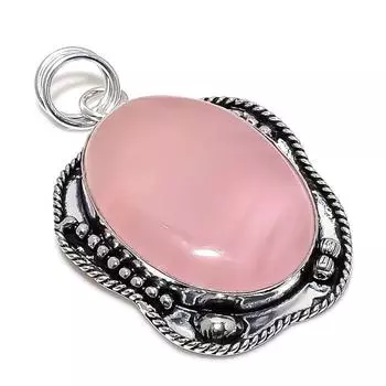 Rose Quartz Gemstone Handmade 925 Sterling Silver Jewelry Pendant 2.36 C1u99