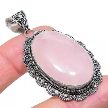 Rose Quartz Gemstone Handmade 925 Sterling Silver Jewelry Pendant 2.17 AH-896 2.2 розовый