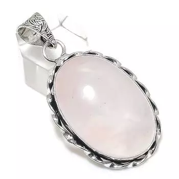 Rose Quartz Gemstone Handmade 925 Sterling Silver Jewelry Pendant 2.09 V0E32