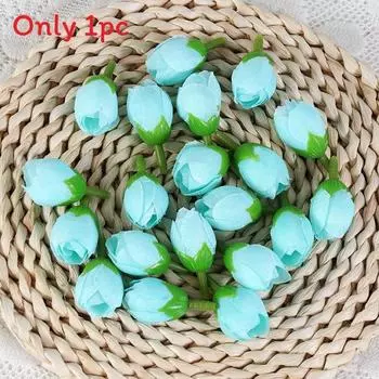 Rose Silk Artificial Buds For Diy Wedding Bouquets Home Decor Supplies Craft Lake Blue