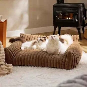 Роскошная кошачья кровать-диван, зимнее теплое кошачье гнездо, кровать для домашних животных для маленьких и средних собак, кошек, удобная плюшевая кровать для щенков, товары для животных, зимний диван 61-45-25CM темно-серого