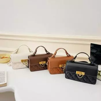 Роскошная сумка через плечо с ромбовидным узором: Модная и универсальная женская сумка от Ins Fashion коричневый