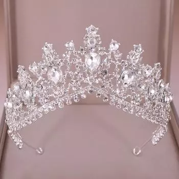 Роскошная свадебная корона со стразами, свадебные тиары и короны, королевская диадема, пышные вечерние свадебные украшения для волос, аксессуары серебряный