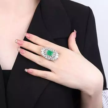 Роскошное кольцо Sea Blue Para Water Drop Circon Ring Женское медное кольцо с изумрудом и позолотой изумрудный