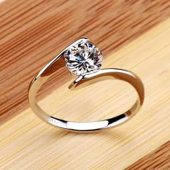 Роскошное обручальное кольцо Promise Love, симпатичное женское кольцо-солитер с круглым камнем, 100 % настоящее 925 пробы, обручальные кольца для женщин 10