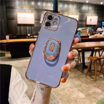 Роскошные чехлы для телефонов с подставкой и кольцом для iPhone 14 13 12 Mini 11 Pro Max X XS XR 7 8 Plus, позолоченный бампер, противоударные чехлы For iPhone 11 Pro