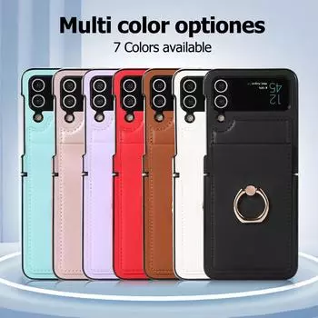 Роскошные кожаные чехлы для Samsung Galaxy Z Flip 4, чехол Flip4 с кольцевым держателем, складной шарнир, противоударная задняя крышка для Samsung Z Flip 3 Samsung Z Flip 4 коричневый