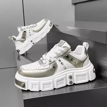 Роскошные кроссовки Rivet Design для мужчин, оригинальные повседневные массивные туфли, мужские кроссовки на платформе, кроссовки, трендовая мода, неформальные туфли 39
