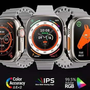 Роскошные новые часы Ultra 2, умные часы, 49 мм, NFC, для мужчин и женщин, GPS-трек, Bluetooth-вызов, BT, музыкальные игры, умные часы с беспроводной зарядкой 49mm оранжевый