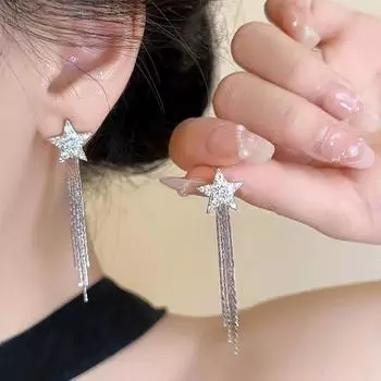 Роскошные серьги-кисточки в форме звезд: Нишевый дизайн для женщин 2025 года Star tassel
