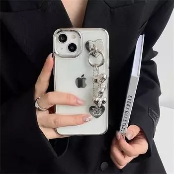Роскошный 3d кулон в форме сердца с прозрачным покрытием для Iphone 14 13 12 11 Pro Max X Xr 7 8 Plus противоударный мягкий чехол Funda For iPhone XSMax