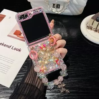Роскошный блестящий чехол со стразами для Samsung Galaxy Z Flip 5 Flip4 Flip3 Z Fold 5 4 3 S23 S22 Ultra S21 Plus S20 FE A14 A34 A54 A13 A33 A23 A53 A32 A52 SAmsung Z flip 5 белый
