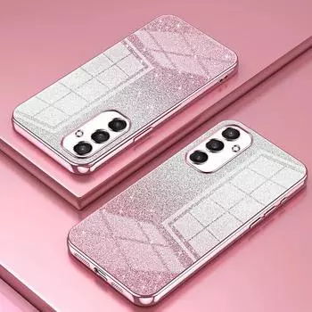 Роскошный блестящий градиентный чехол для Samsung Galaxy S24 S23 S21 Fe S22 Plus Ultra 5G, мягкая силиконовая задняя крышка For Samsung S24 серебряный/розовый