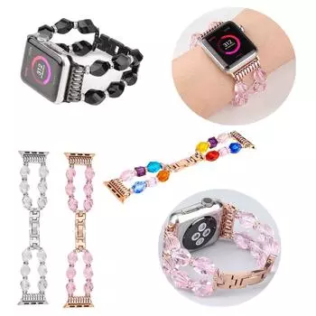 Роскошный браслет для Apple Watch Series 9 8 7 6/5/4/3/2/1/SE Цветной ремешок с кристаллами 40 44 Ремешок для часов для iWatch Ultra 38 42 мм 41 45 мм 49 мм Аксессуары Ремешок 38 40 41mm чёрный