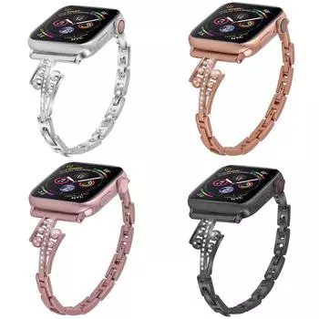 Роскошный браслет для Apple Watch Series Ultra 9 8 7 6 5 4 3 2 1 SE ремешок для часов из нержавеющей стали для iWatch 40 44 мм 49 мм ремешок женский браслет аксессуары 38 40mm чёрный
