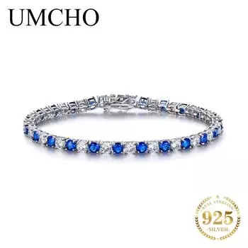 Роскошный браслет UMCHO с нано-синим сапфиром сапфировый