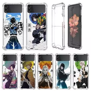 Роскошный чехол аниме «Demon Slayer» для Samsung Galaxy Z Flip 3 4 5g Funda Z Flip3, прозрачный жесткий противоударный чехол для ПК, чехол для телефона Samsung Z Flip 5G