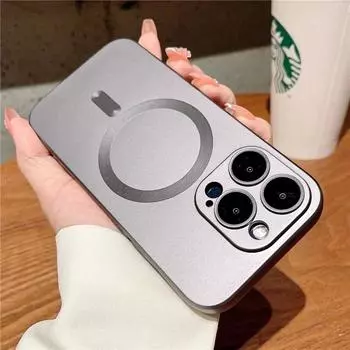 Роскошный чехол для беспроводной зарядки Magsafe для iPhone 15 11 13 12 14 Pro Max Plus, магнитные чехлы для телефонов, защитная матовая крышка для объектива for iPhone 13 Pro