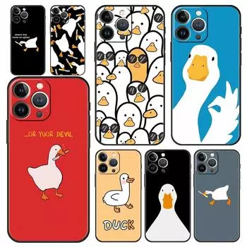 Роскошный чехол для телефона iPhone 15 14 11 Pro Max 13 12 XS X XR SE3 7 8 Plus, противоударный чехол с изображением милого гуся или утки iPhone X XS
