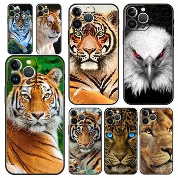 Роскошный чехол для телефона iPhone 15 14 11 Pro Max 13 12 XS X XR SE3 7 8 Plus, противоударный чехол с черным тигром, львом и леопардом, принципиально iPhone 7 8 Plus