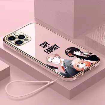 Роскошный чехол для телефона из ТПУ с ремешком для iPhone 6 6s 7 8 Plus SE XR XS 11 12 13 14 15 Pro Max, мягкие чехлы A34 Spy X Family, аниме-чехол for iPhone 6