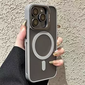 Роскошный чехол для телефона Magsafe с беспроводной зарядкой для iPhone 11 12 13 14 15 Pro Max Plus, магнитный матовый кронштейн, защитный чехол для объектива For iPhone 11Pro