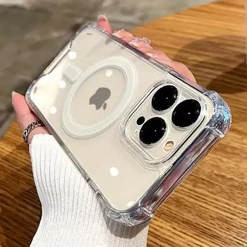 Роскошный чехол для телефона Magsafe с беспроводной зарядкой для Iphone 14 13 12 11 Pro Max Plus, противоударный прозрачный чехол-бампер For iPhone 11Pro синий