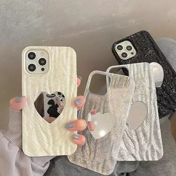 Роскошный чехол для телефона с 3d сердцем и пульсацией воды для Iphone 14 13 12 11 Pro Max Xs X Xr Love Mirror, мягкий силиконовый противоударный чехол For iPhone 12 Pro чёрный