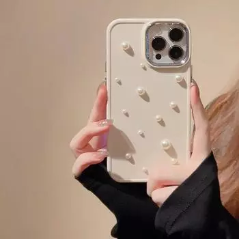 Роскошный чехол для телефона с 3D жемчугом для iPhone 14 13 12 11 Pro Max X XS XR 7 8 Plus SE 2022, защитный чехол для линз, мягкий противоударный чехол For iPhone SE 2020