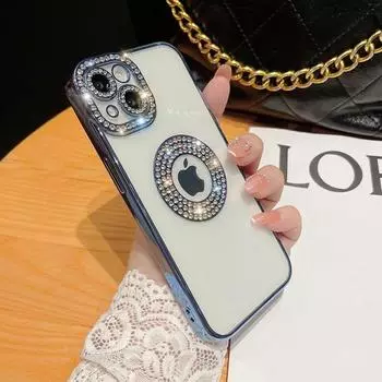 Роскошный чехол для телефона с блестками и бриллиантами для iPhone 15 13 12 11 Pro Max, блестящие линзы со стразами на 14 Plus, защитная крышка For 11 Pro Max