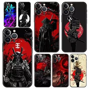 Роскошный чехол для телефона с рисунком японского самурая для iPhone 13 15 14 12 11 Pro MAX XR X SE XS 7 8 Plus, мягкий силиконовый черный чехол iPhone 15