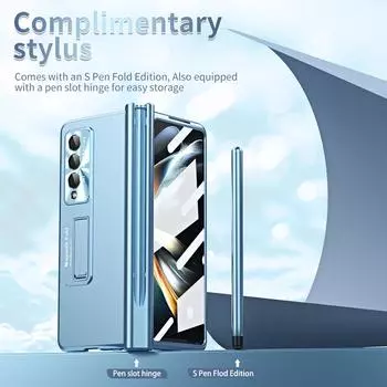 Роскошный чехол для телефона с защитой от падения S Pen Slot для Samsung Galaxy Z Fold4 5g Fold 4 Fold3 Fold 3 Zfold4, чехлы с передней стеклянной пленкой for Samsung Z Fold 4 чёрный
