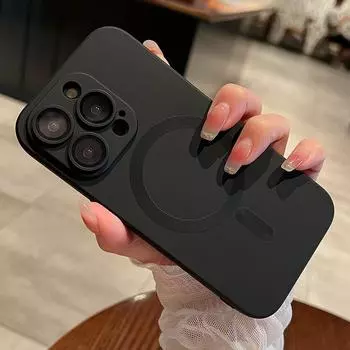 Роскошный чехол Magsafe с беспроводной зарядкой для iPhone 16 15 14 13 12 11 Pro Max X XR Xs Max 7 8 Plus SE 2020 2022, мягкий магнитный чехол-бампер For iPhone 7 чёрный